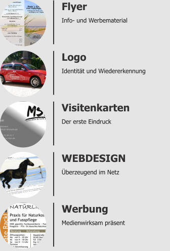 Logo Identität und Wiedererkennung Werbung Medienwirksam präsent Flyer Info- und Werbematerial Visitenkarten Der erste Eindruck WEBDESIGN Überzeugend im Netz